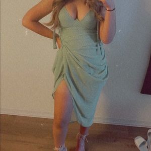 Green polkadot dress